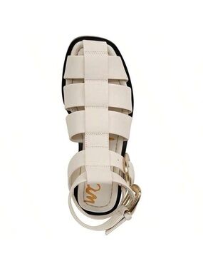 Sam Edelman Cream Strappy Sandal with Gold Buckle